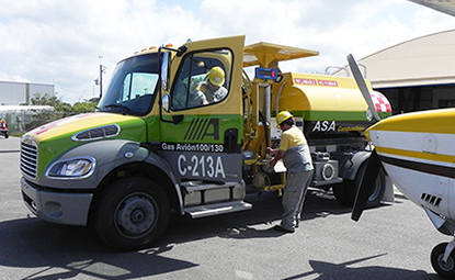 Mexican AVFuel truck fueling aircraft